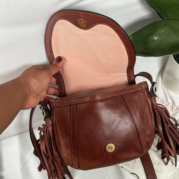 SEE BY CHLOE Brown Leather Fringe Crossbody Bag Gold Hardware - Picture 8 of 14